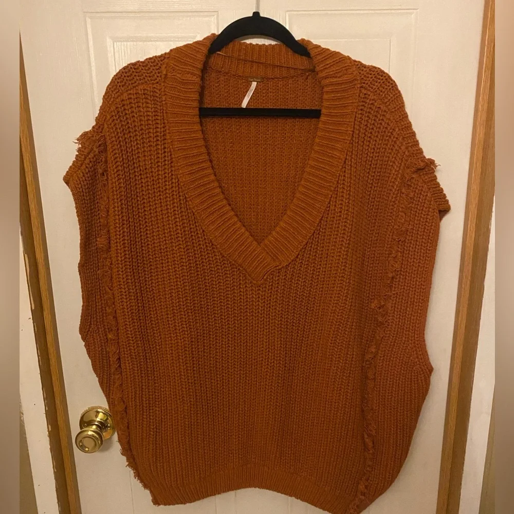 Free People Rust Clyde Oversized Sleeveless Sweater
